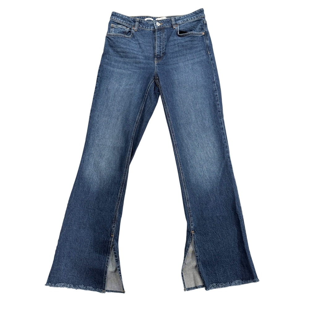 MNG Elle Straight Jeans Womens Raw Hem Slit Denim Western Iconic Edgy Modern 12